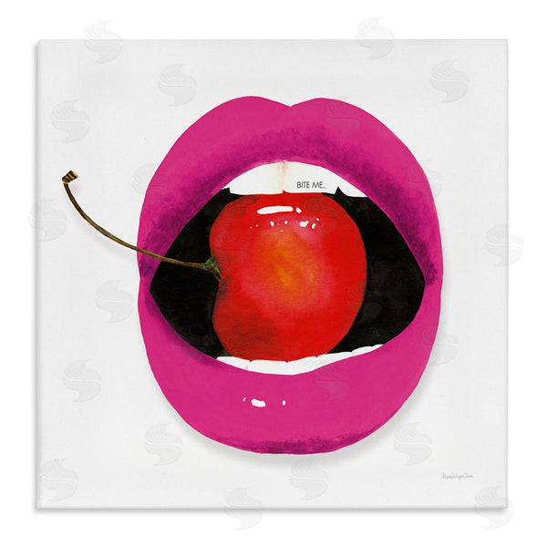stupell industries Mercedes Lopez Charro | Biting Cherry Lips Wall Art