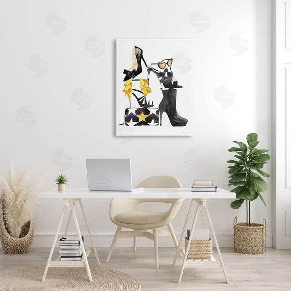 Stupell Industries Mercedes Lopez Charro | Chic Fashion Accessory Arrangement Stacked Glam Shoes Wall Art