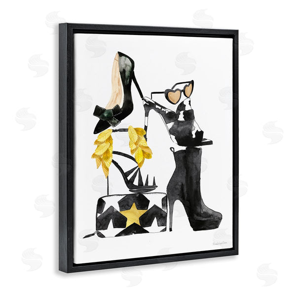 Stupell Industries Mercedes Lopez Charro | Chic Fashion Accessory Arrangement Stacked Glam Shoes Wall Art