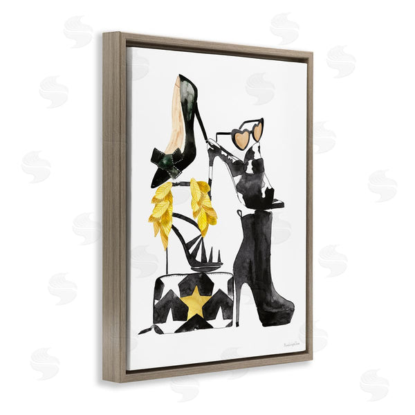 Stupell Industries Mercedes Lopez Charro | Chic Fashion Accessory Arrangement Stacked Glam Shoes Wall Art