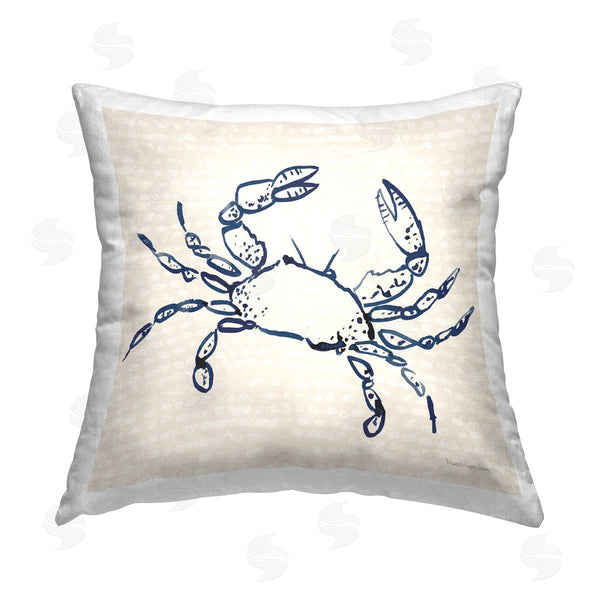 stupell industries Mercedes Lopez Charro | Crab with Dotted Background Printed Throw Pillow