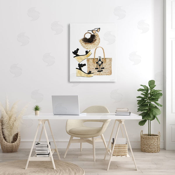 Stupell Industries Mercedes Lopez Charro | Fashion Accessory Arrangement Wicker Bags And Wedges Wall Art