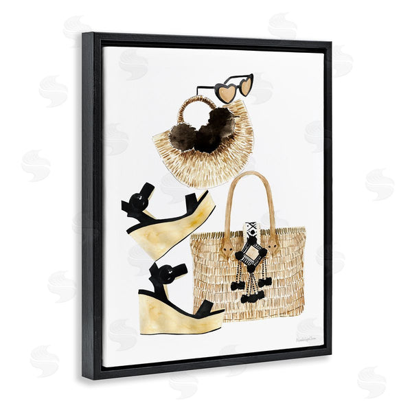 Stupell Industries Mercedes Lopez Charro | Fashion Accessory Arrangement Wicker Bags And Wedges Wall Art