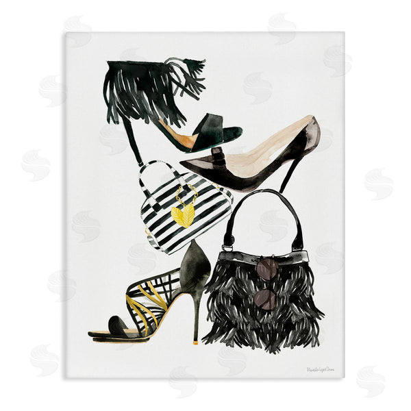 stupell industries Mercedes Lopez Charro | Fringe Fashion Shoes and Purse Wall Art