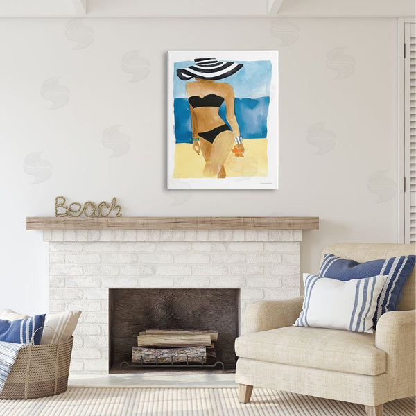 Stupell Industries Mercedes Lopez Charro | Girl On Beach Painting Wall Art