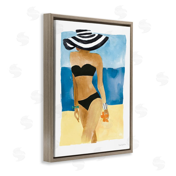 Stupell Industries Mercedes Lopez Charro | Girl On Beach Painting Wall Art