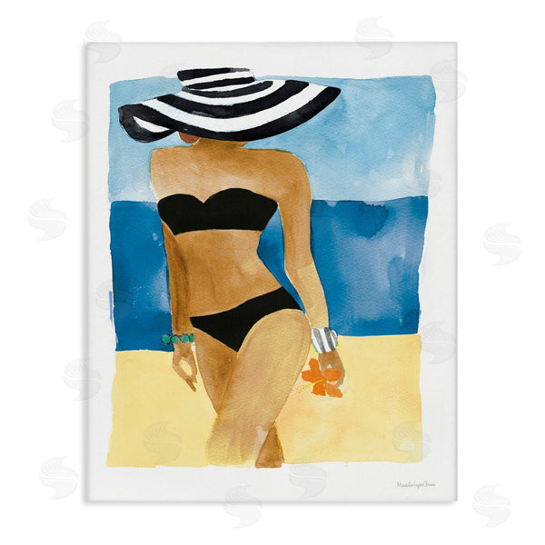 stupell industries Mercedes Lopez Charro | Girl on Beach Painting Wall Art