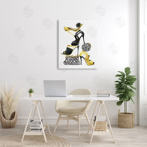 Stupell Industries Mercedes Lopez Charro | Glam Fashion Accessories Stacked Shoes And Purses Wall Art