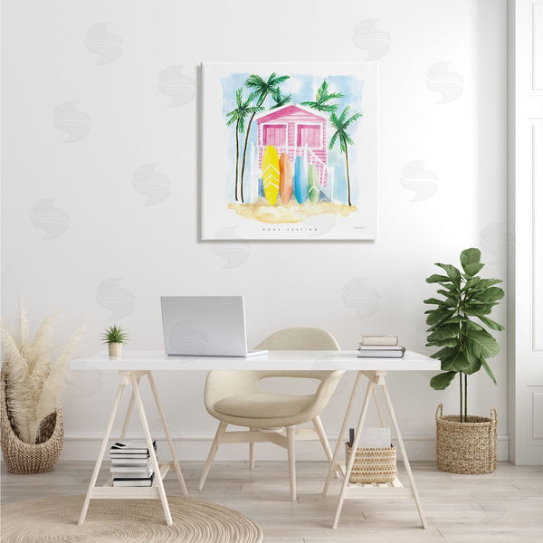 Stupell Industries Mercedes Lopez Charro | Gone Surfing Tropical Phrase Pink Beach House Wall Art