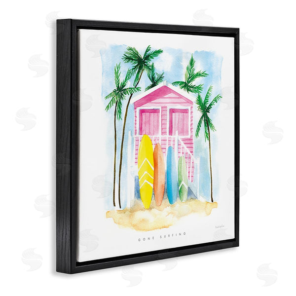 Stupell Industries Mercedes Lopez Charro | Gone Surfing Tropical Phrase Pink Beach House Wall Art