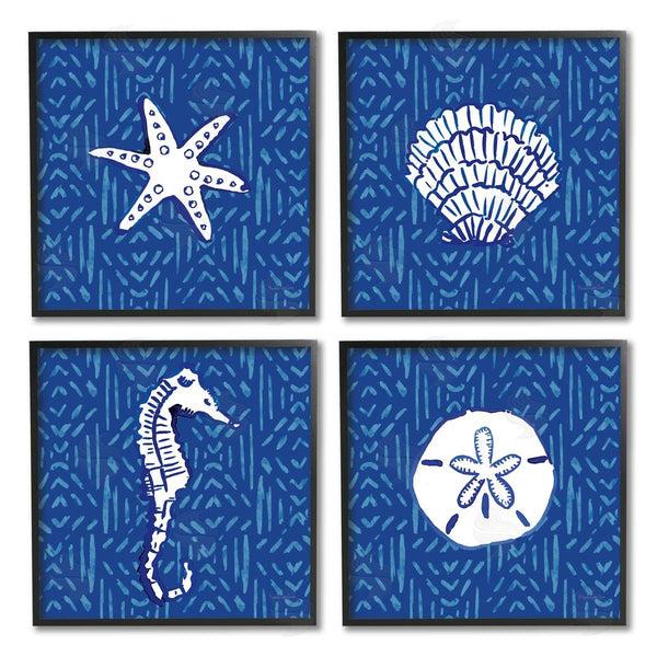 Stupell Industries Mercedes Lopez Charro | Patterned Seashells Sea Horse Wall Art