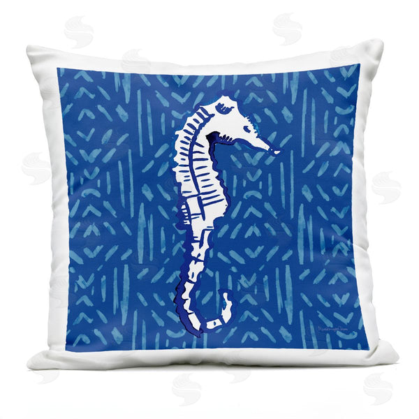 Stupell Industries Mercedes Lopez Charro | Seahorse Over Diamond Pattern Printed Throw Pillow