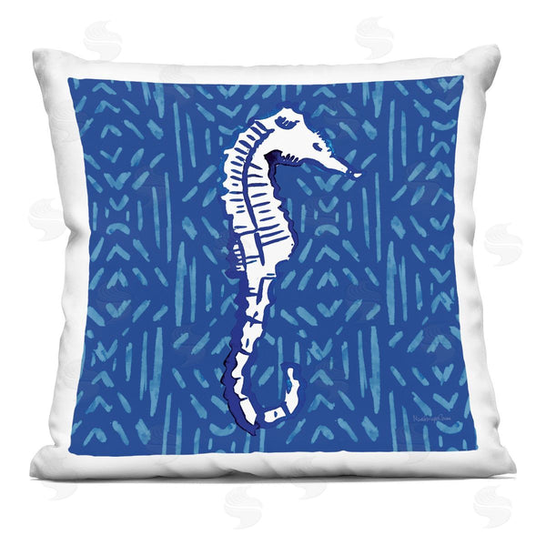 stupell industries Mercedes Lopez Charro | Seahorse over Diamond Pattern Printed Throw Pillow