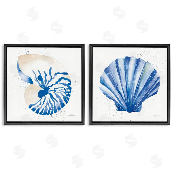 Stupell Industries Mercedes Lopez Charro | Serene Blue Seashell Clam Simple Design Wall Art
