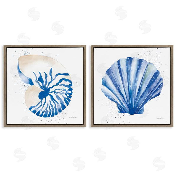 Stupell Industries Mercedes Lopez Charro | Serene Blue Seashell Clam Simple Design Wall Art