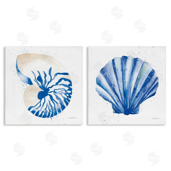 stupell industries Mercedes Lopez Charro | Serene Blue Seashell Clam Simple Design Wall Art