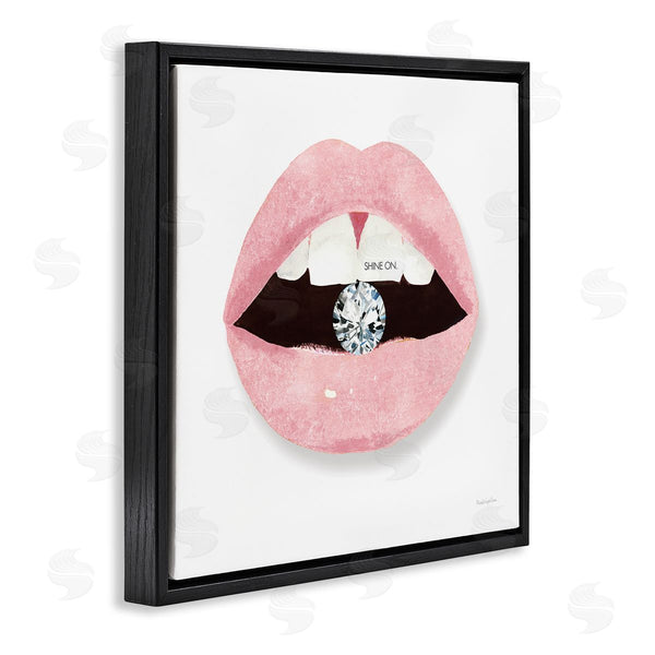 Stupell Industries Mercedes Lopez Charro | Shine On Glam Lips Biting Shimmering Diamond Wall Art