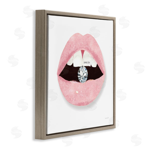 Stupell Industries Mercedes Lopez Charro | Shine On Glam Lips Biting Shimmering Diamond Wall Art