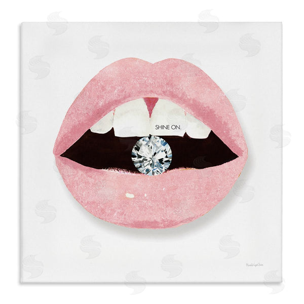 stupell industries Mercedes Lopez Charro | Shine On Glam Lips Biting Shimmering Diamond Wall Art