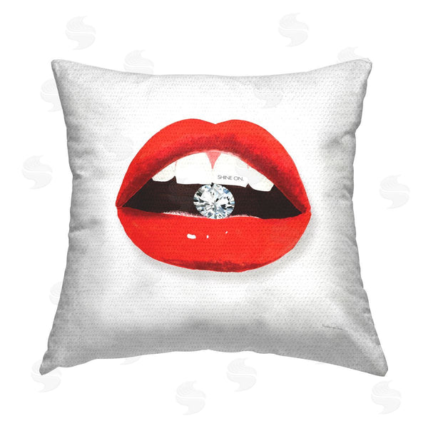 Stupell Industries Mercedes Lopez Charro | Shine On Lips Biting Diamond Printed Throw Pillow