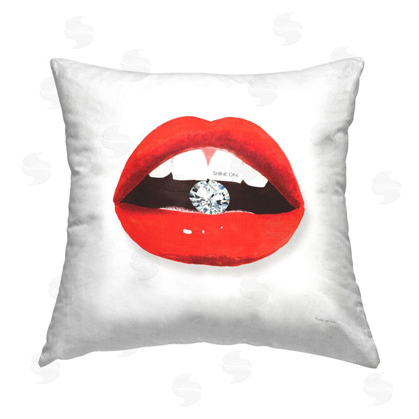 stupell industries Mercedes Lopez Charro | Shine On Lips Biting Diamond Printed Throw Pillow