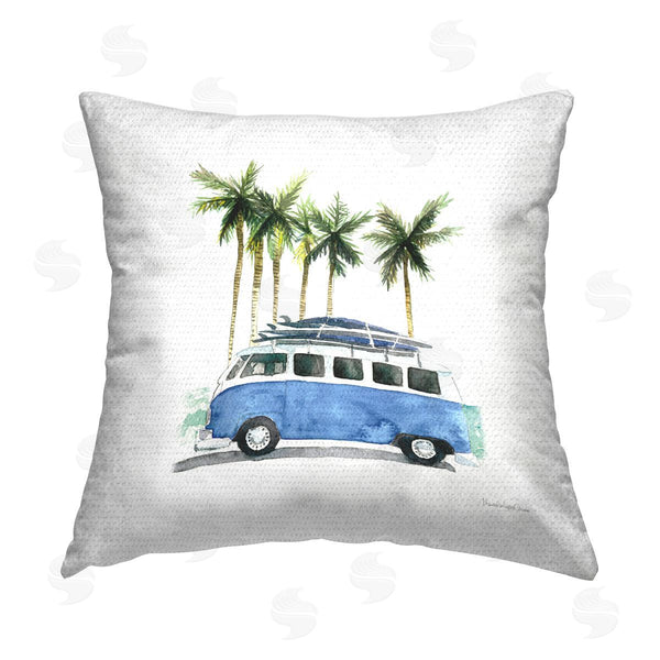 Stupell Industries Mercedes Lopez Charro | Tropical Beach Van Palm Trees Printed Throw Pillow