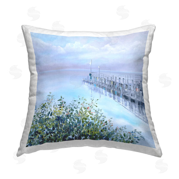 stupell industries Meredith Howse | Foggy Harbor Dock Printed Throw Pillow
