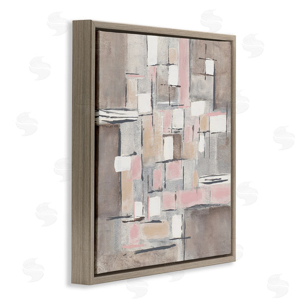 Stupell Industries Merri Pattinian | Pink Brown Patchwork Abstract Geometric Grid