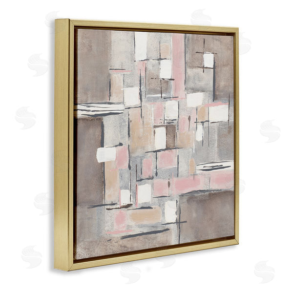 Stupell Industries Merri Pattinian | Pink Brown Patchwork Abstract Geometric Grid