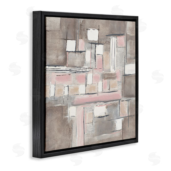 Stupell Industries Merri Pattinian | Soft Pink Neutral Abstract Patchwork Geometric Pattern Wall Art