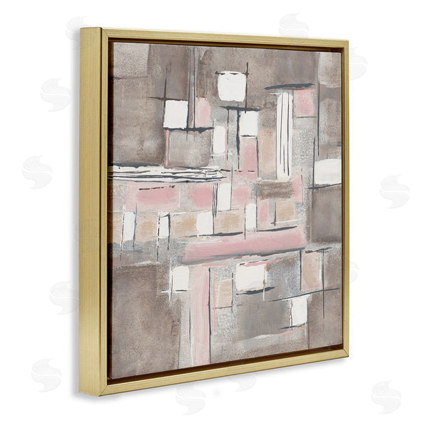 Stupell Industries Merri Pattinian | Soft Pink Neutral Abstract Patchwork Geometric Pattern Wall Art