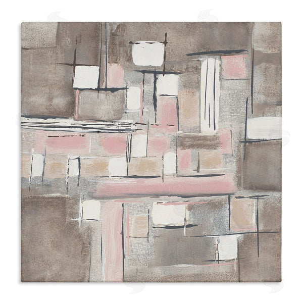 stupell industries Merri Pattinian | Soft Pink Neutral Abstract Patchwork Geometric Pattern Wall Art
