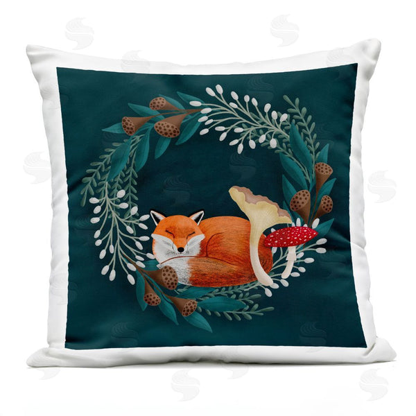Stupell Industries Metka Hiti | Sleepy Fox In Botanical Wreath Printed Throw Pillow