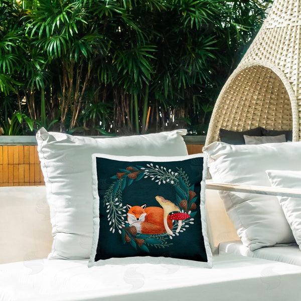 Stupell Industries Metka Hiti | Sleepy Fox In Botanical Wreath Printed Throw Pillow