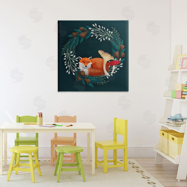 Stupell Industries Metka Hiti | Sleepy Fox In Botanical Wreath Wall Art