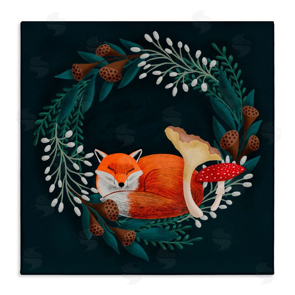 stupell industries Metka Hiti | Sleepy Fox in Botanical Wreath Wall Art