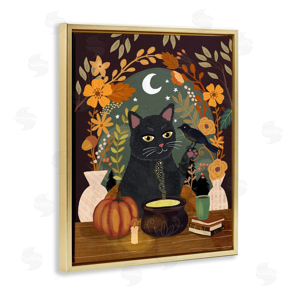Stupell Industries Mia Charro | Autumnal Cat & Cauldron Wall Art
