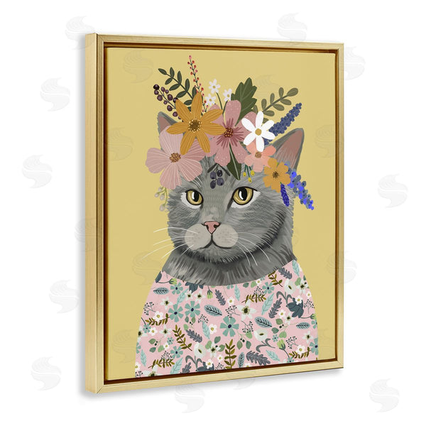Stupell Industries Mia Charro | Spring Cat Floral Portrait