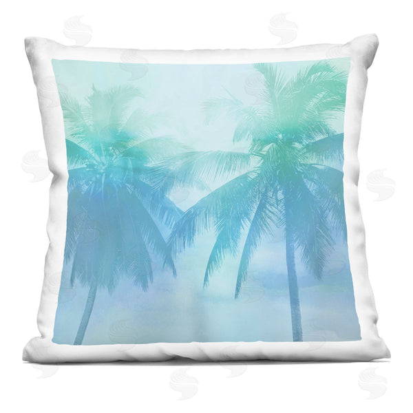 stupell industries Mia Jensen | Blue Palm Trees Overhead Printed Throw Pillow