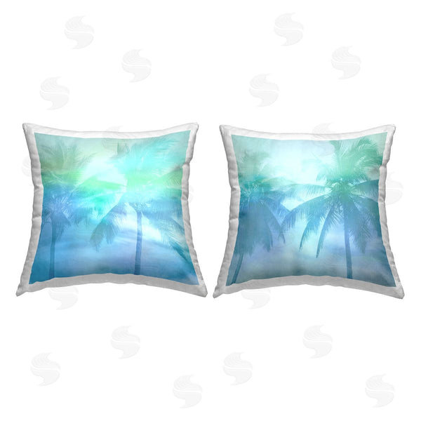 stupell industries Mia Jensen | Bold Blue Summer Palms Printed Throw Pillow Set