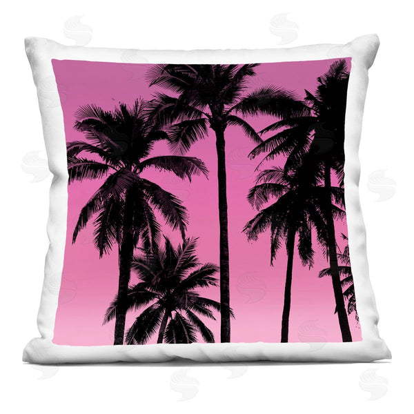 stupell industries Mia Jensen | Pink Vivid Sunrise Palm Trees Printed Throw Pillow