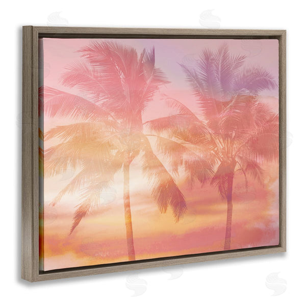 Stupell Industries Mia Jensen | Summer Palm Trees Sunrise Tropical Windblown Leaves Wall Art