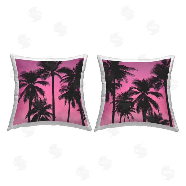 stupell industries Mia Jensen | Tropical Pink Palms Printed Throw Pillow Set