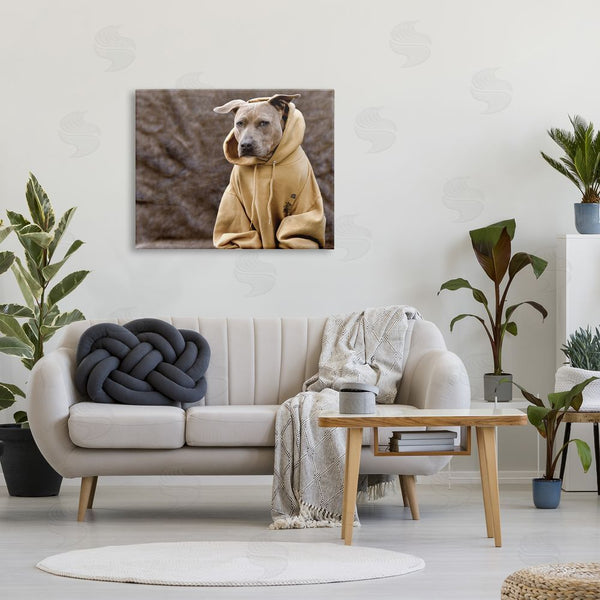 Stupell Industries Michael Brian | Beautiful Dog Wearing Cozy Yellow Hoodie Photography Wall Art
