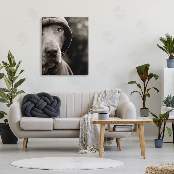 Stupell Industries Michael Brian | Dog Wearing Hooded Sweater Close-Up Monochrome Photography Wall Art