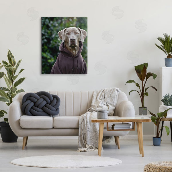Stupell Industries Michael Brian | Labrador Dog Wearing Sweatshirt Hoodie Detailed Photography Wall Art
