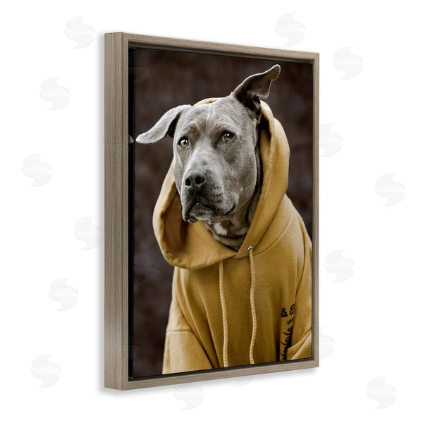 Stupell Industries Michael Brian | Smiling Labrador Dog Wearing Hooded Yellow Sweatshirt Wall Art