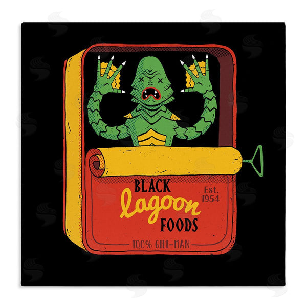 stupell industries Michael Buxton | Black Lagoon Creature Novelty Tuna Can Design Wall Art