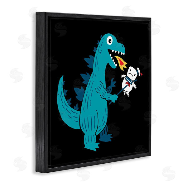 Stupell Industries Michael Buxton | Cartoon Dragon Breathing Fire Marshmallow Man Wall Art