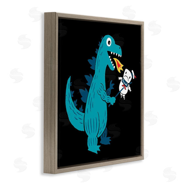 Stupell Industries Michael Buxton | Cartoon Dragon Breathing Fire Marshmallow Man Wall Art
